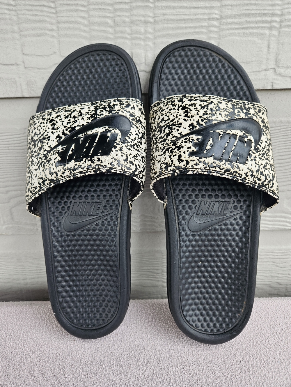 Nike Benassi JDI Slides Sandals Black White Men SZ 12 Slip-On Sports 631261-100
